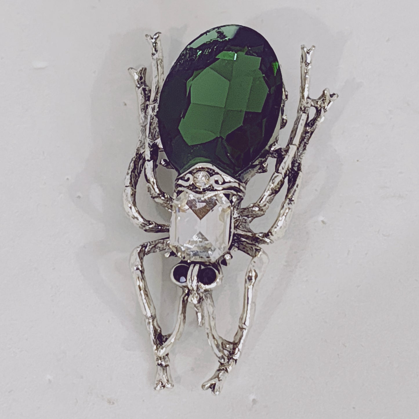 Green Rhinestone Beetle Bug Brooch