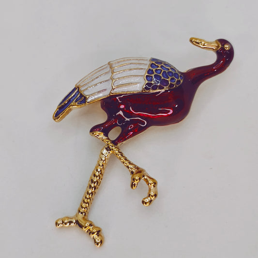 Elegant Crane Vintage Brooch
