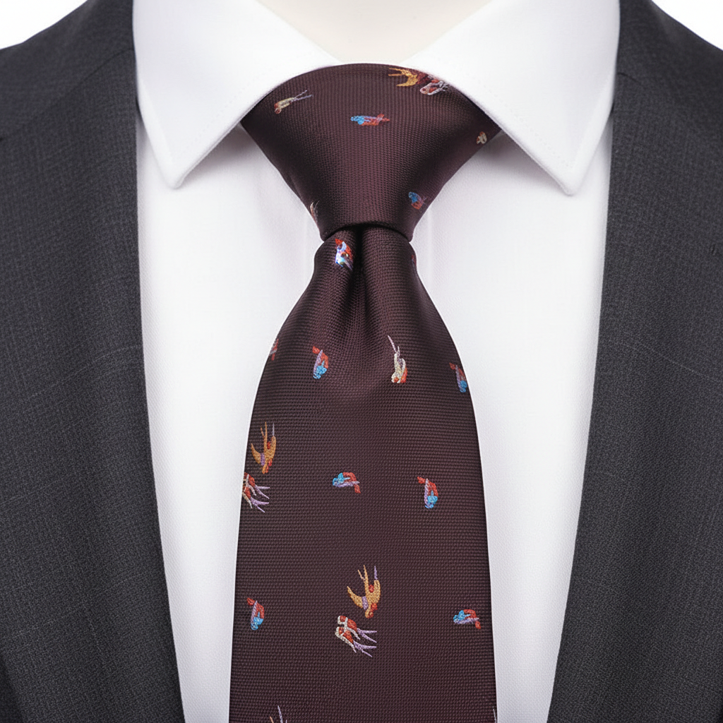 Elegant Flight Burgundy Bird Pattern Tie