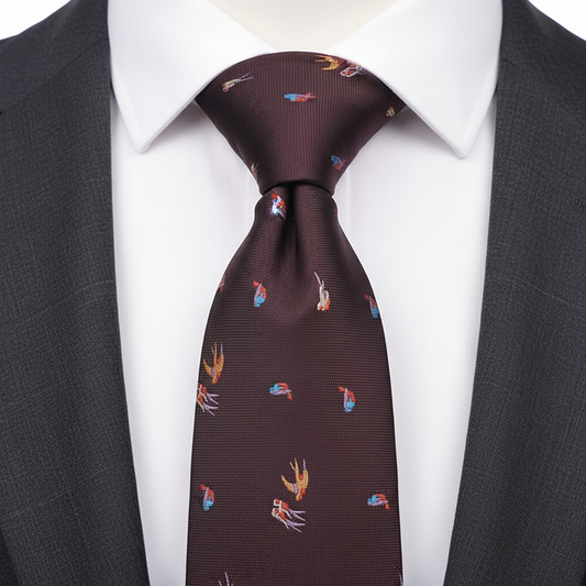 Elegant Flight Burgundy Bird Pattern Tie