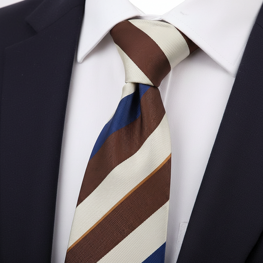Classic Stride Brown & Blue Striped Tie