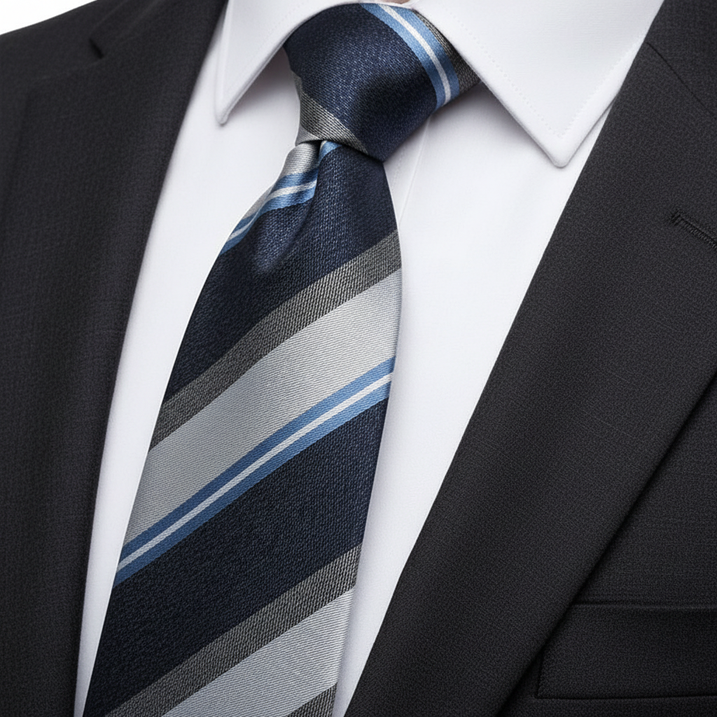 Elegant Slate and Sky Blue Striped Tie