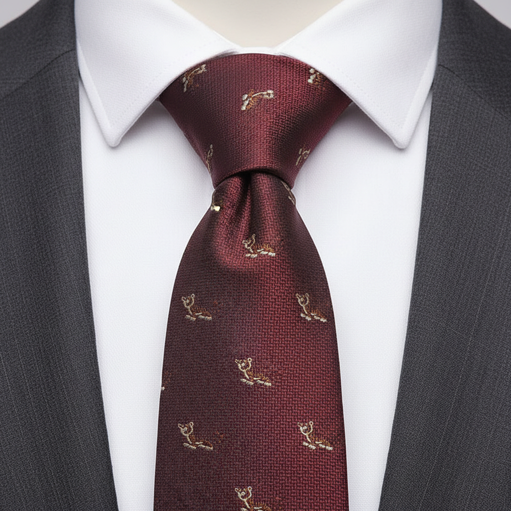 Burgundy Tiger Patterned Tie