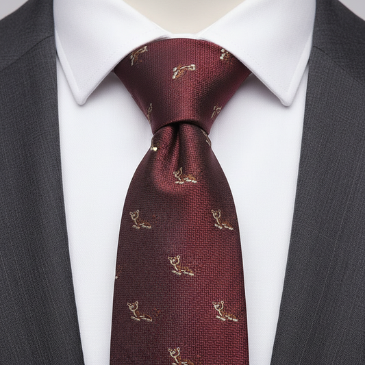 Burgundy Tiger Patterned Tie