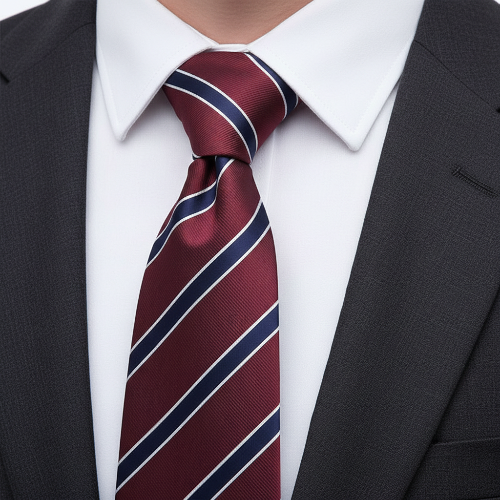 8cm Burgundy & Navy Striped Necktie