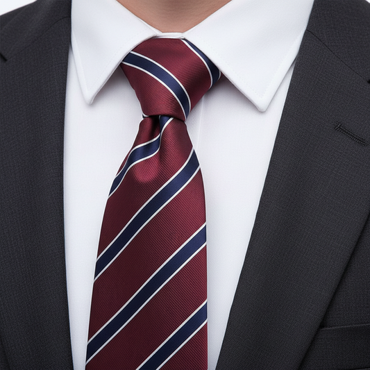 8cm Burgundy & Navy Striped Necktie