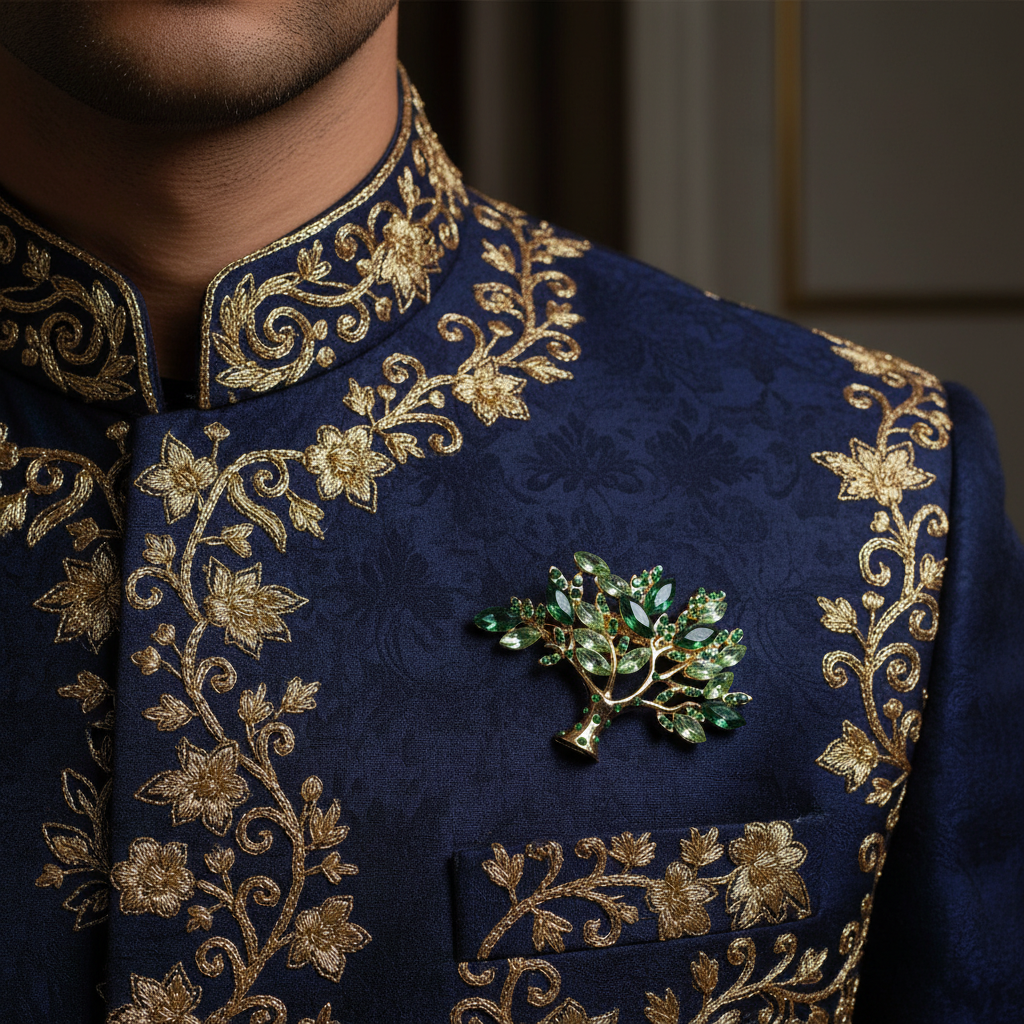 Tree of Life Emerald Brooch