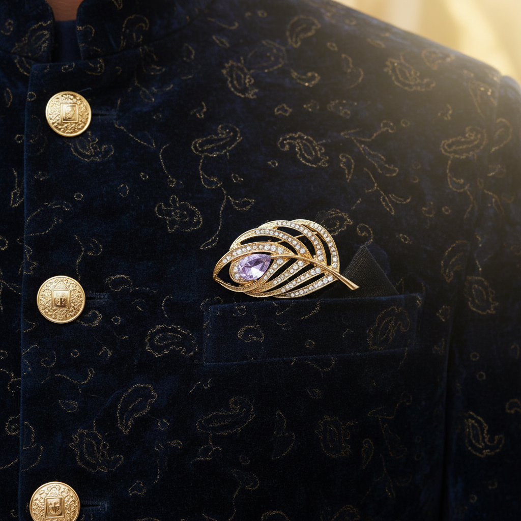 Purple Dewdrop Leaf Brooch