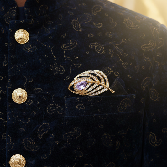 Purple Dewdrop Leaf Brooch