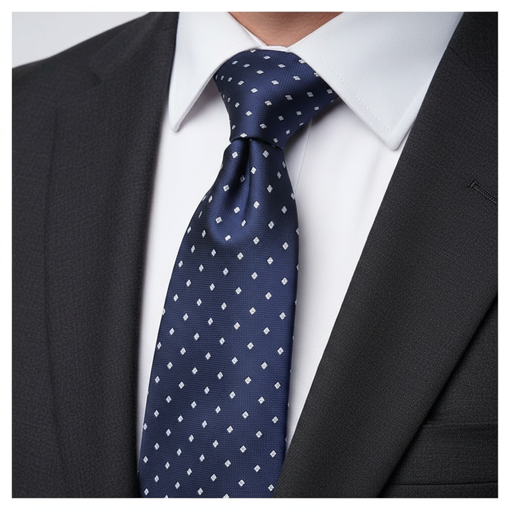 Oxford Dusk Navy Polka Diamond Tie