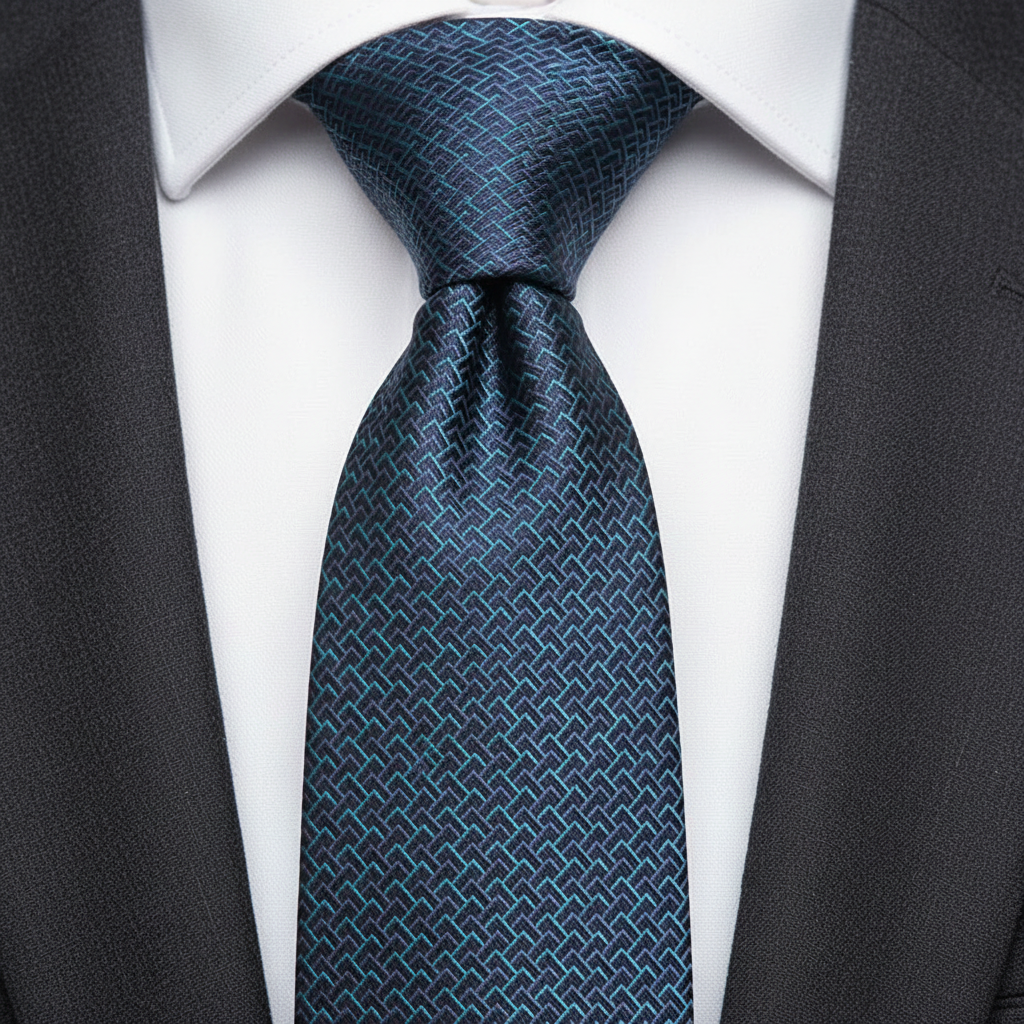 Noir Luxe Weave Tie in Midnight Blue
