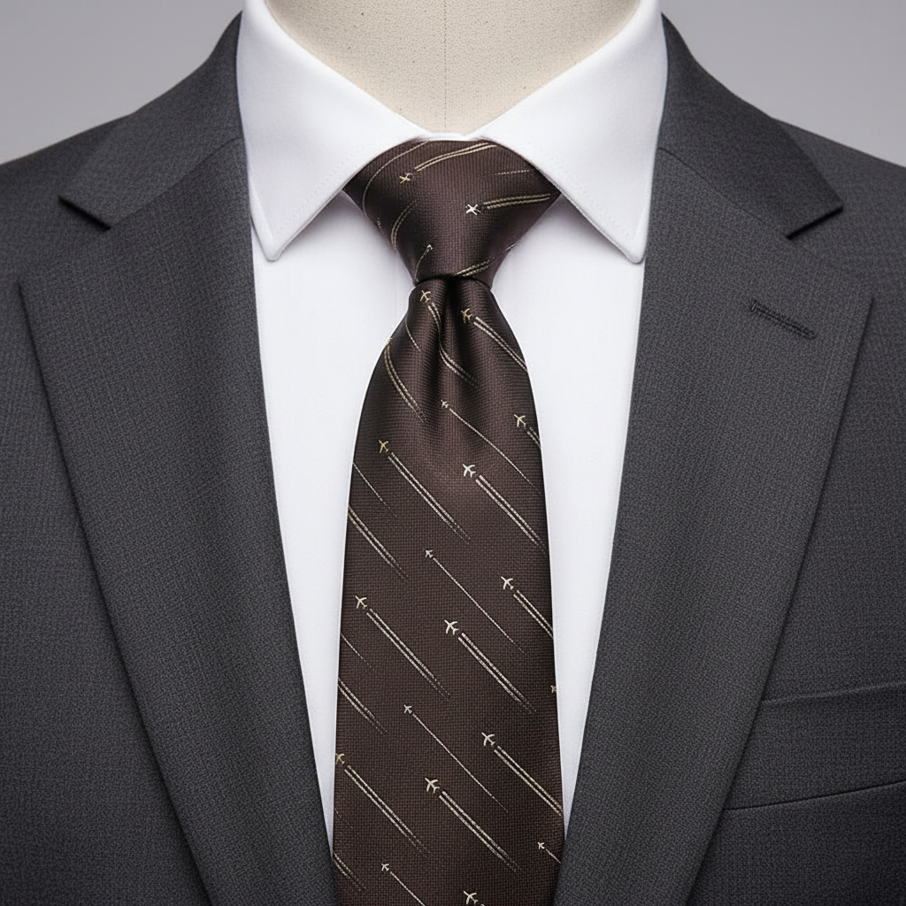 Brown Aviator Printed Tie