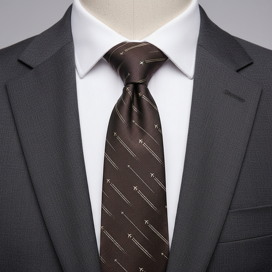 Brown Aviator Printed Tie