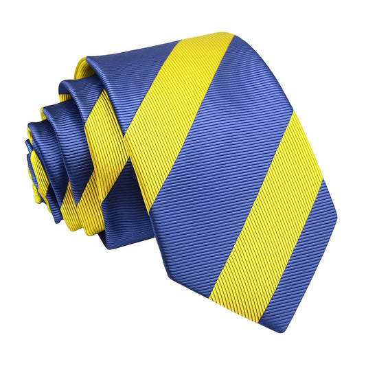 Royal Stride Blue & Yellow Striped Necktie – 6 cm Slim