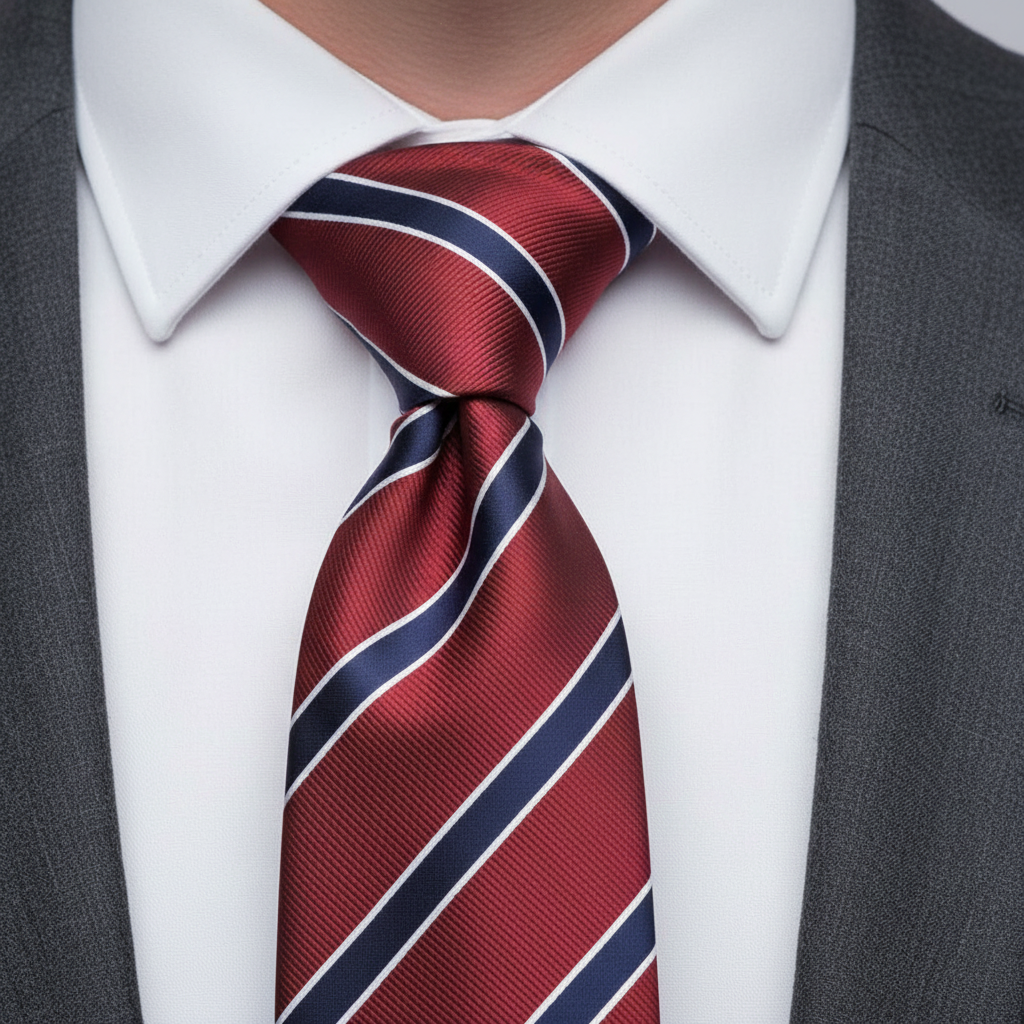 Oxford Maroon & Navy Striped Necktie  8 cm