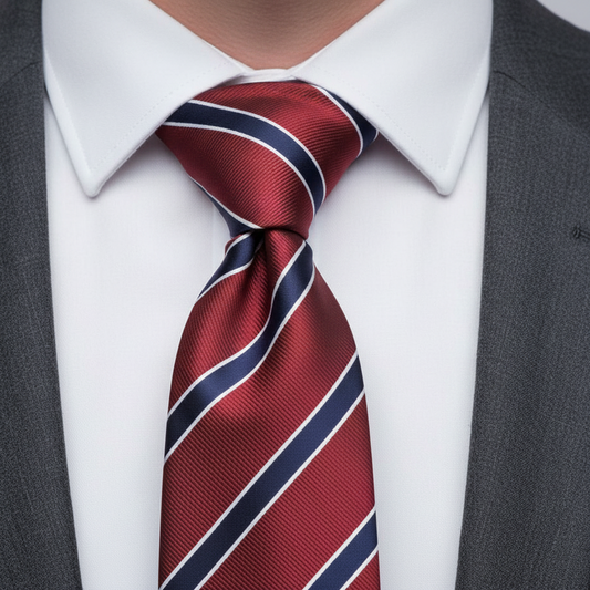 Oxford Maroon & Navy Striped Necktie  8 cm