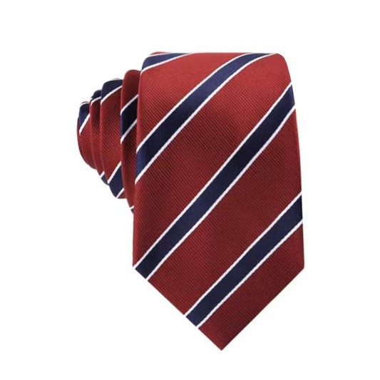 Oxford Maroon & Navy Striped Necktie – 8 cm