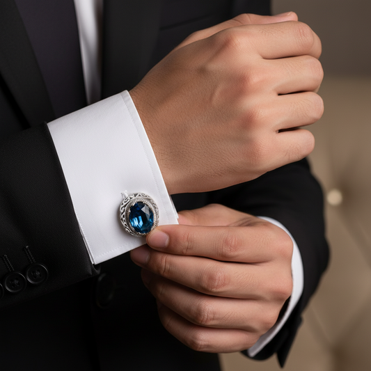 Regal Sapphire Silver Cufflinks