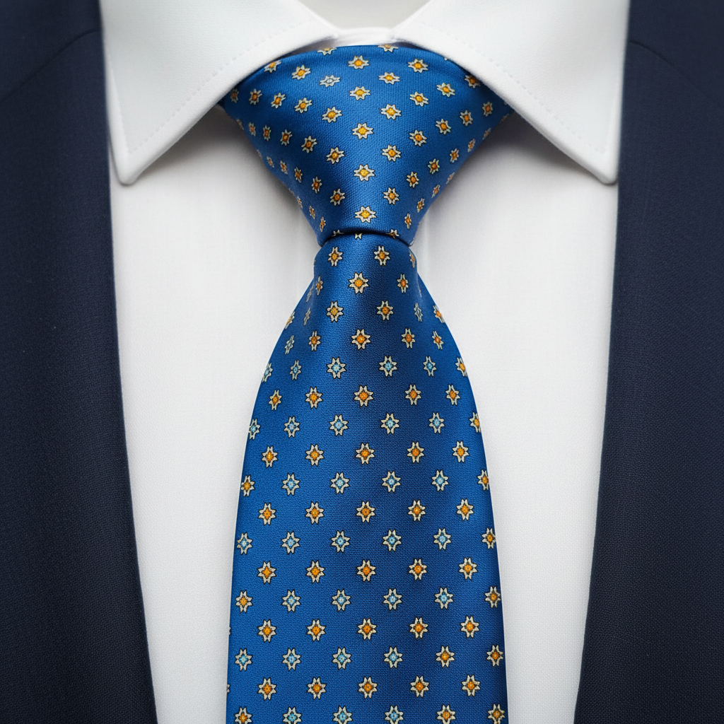 Azure Star Pattern Necktie