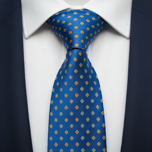 Azure Star Pattern Necktie