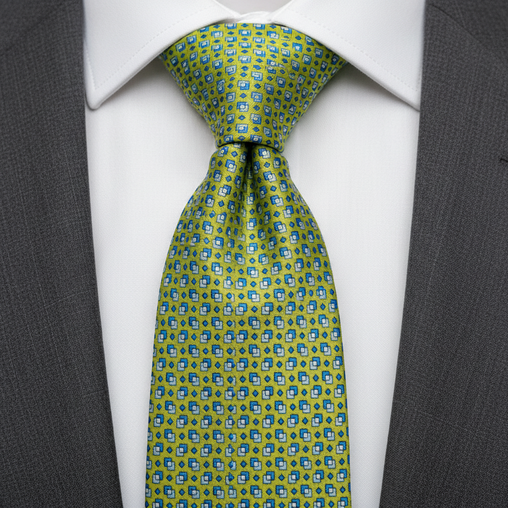 Lime Geometric Pattern Necktie