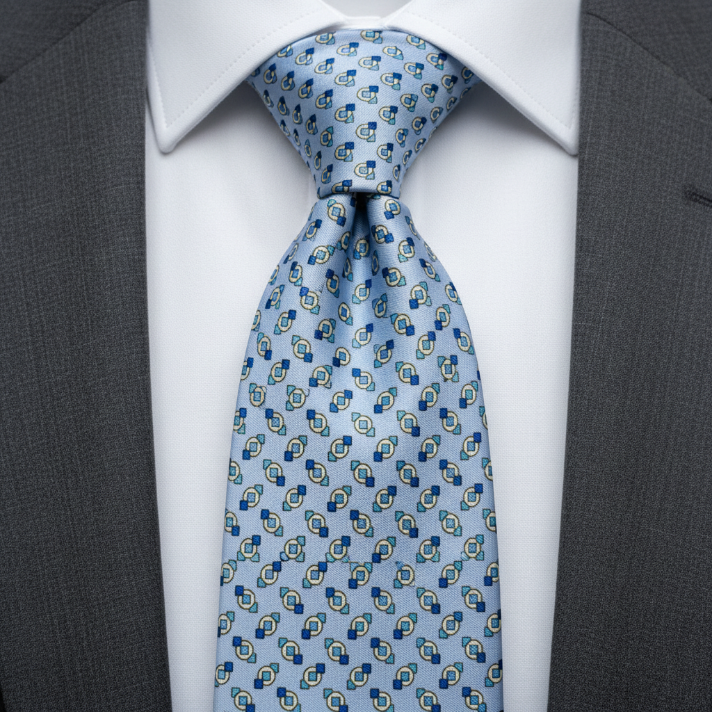Sky Blue Geometric Motif Necktie