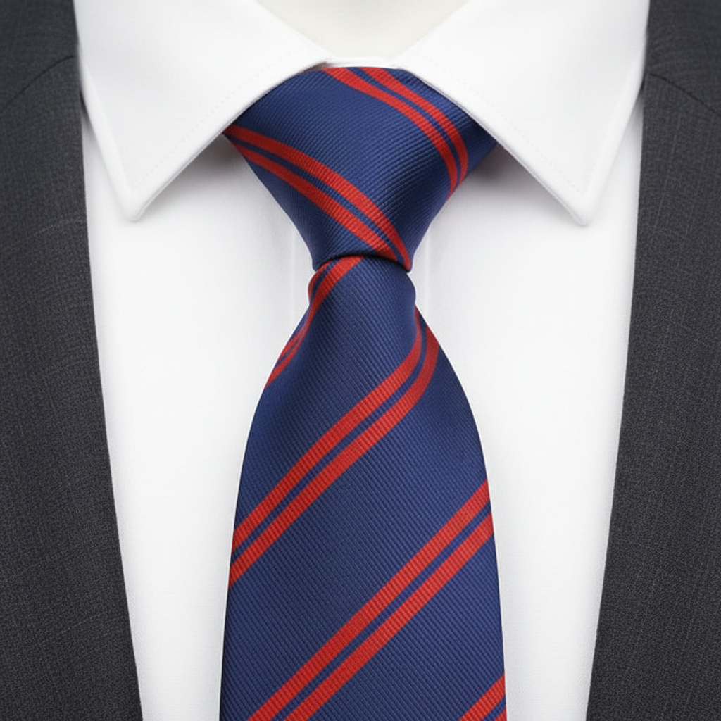 The Regent Striped Classic Tie  Blue & Red Edition