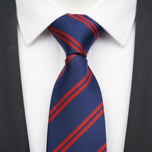 The Regent Striped Classic Tie  Blue & Red Edition