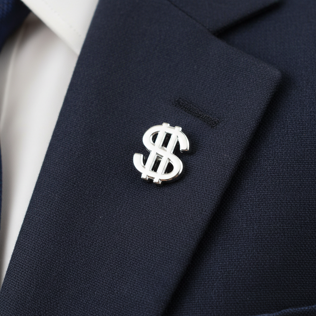 Silver Dollar Sign Lapel Pin