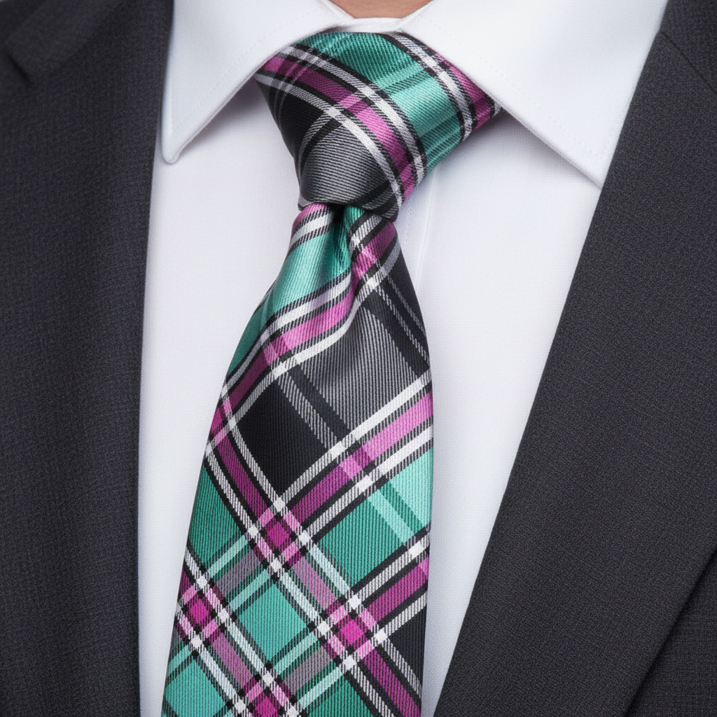 Glen Check Colorful Skinny Tie