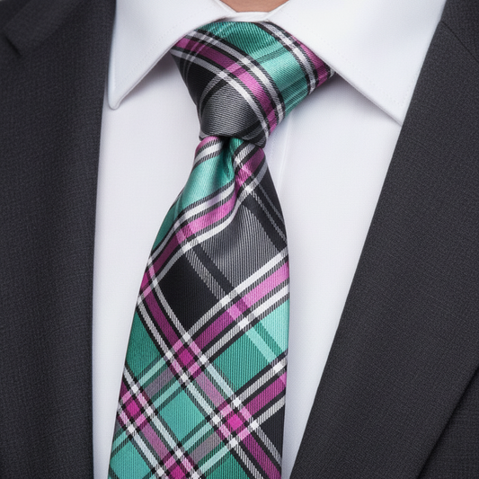 Glen Check Colorful Skinny Tie