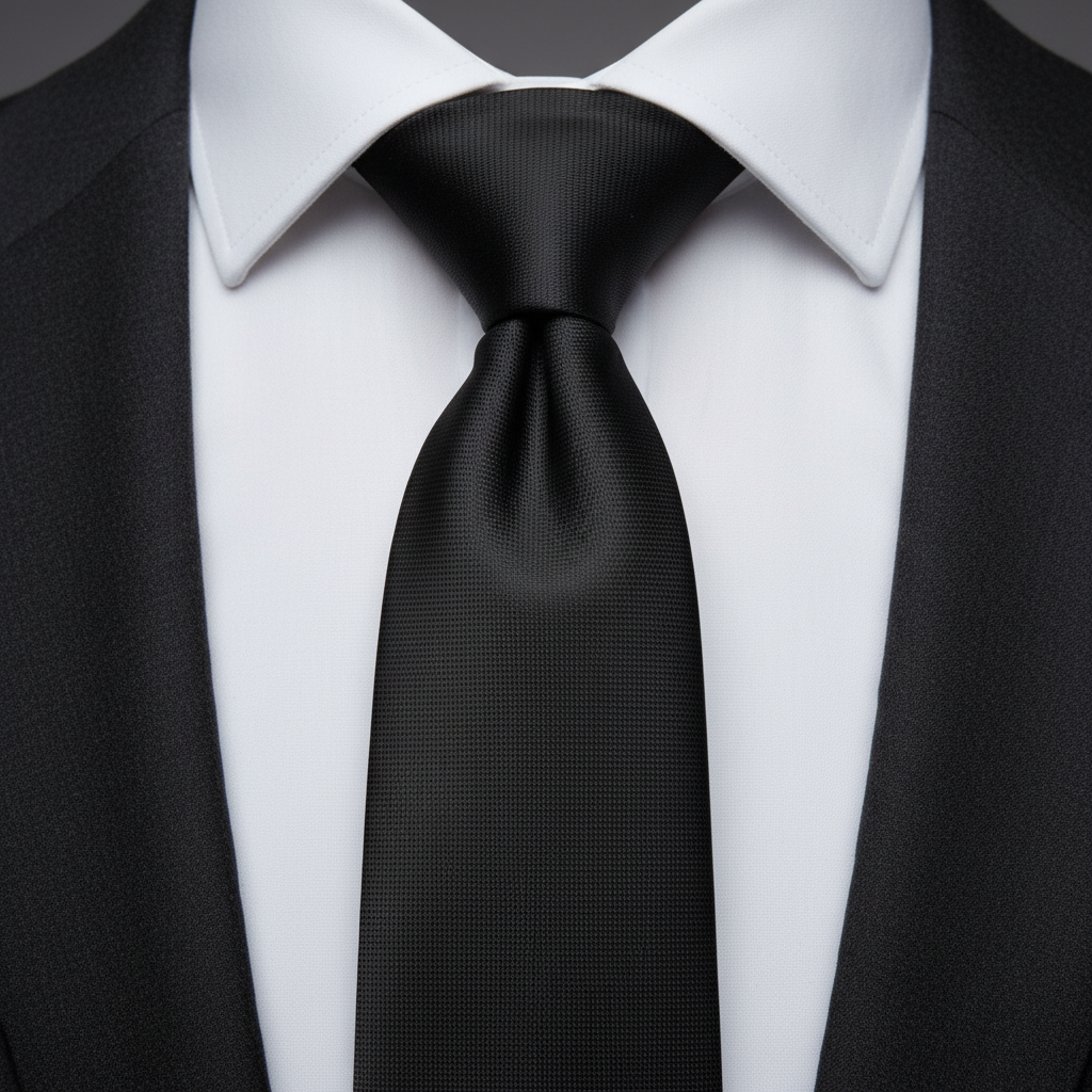 8CM Solid Black Tie