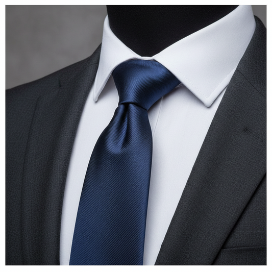 8cm Navy Blue Solid Tie — 1200 Needle Microfibre Weave