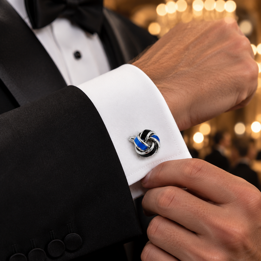 Oceanic Knot: Two-Tone Blue Cufflinks