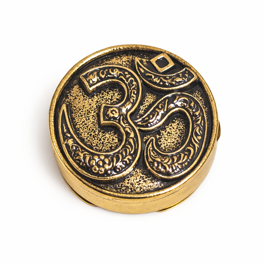 Sacred Om Antique Brass Button Cover