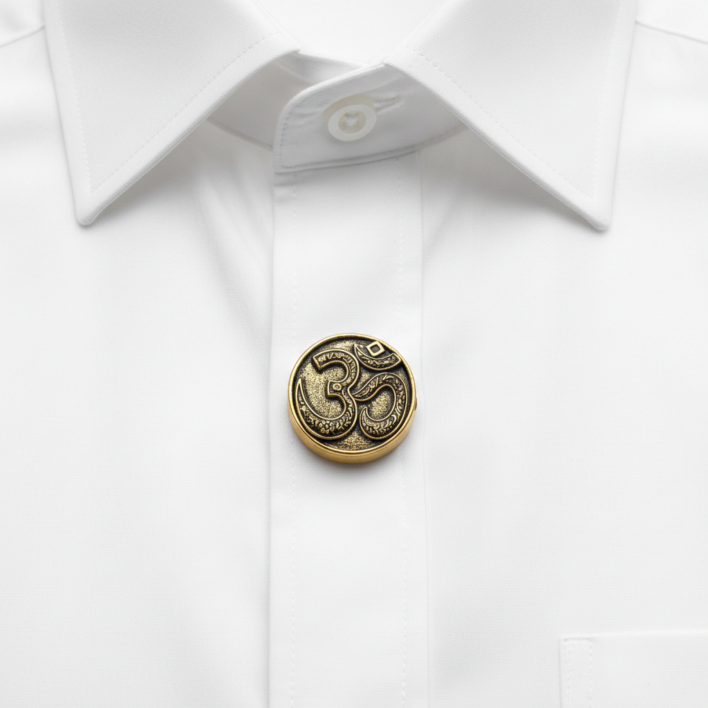 Sacred Om Antique Brass Button Cover