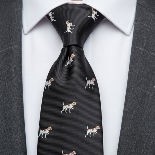 6cm Black Dog Printed Tie