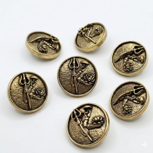 Trishul Lotus Brass Button Antique Gold