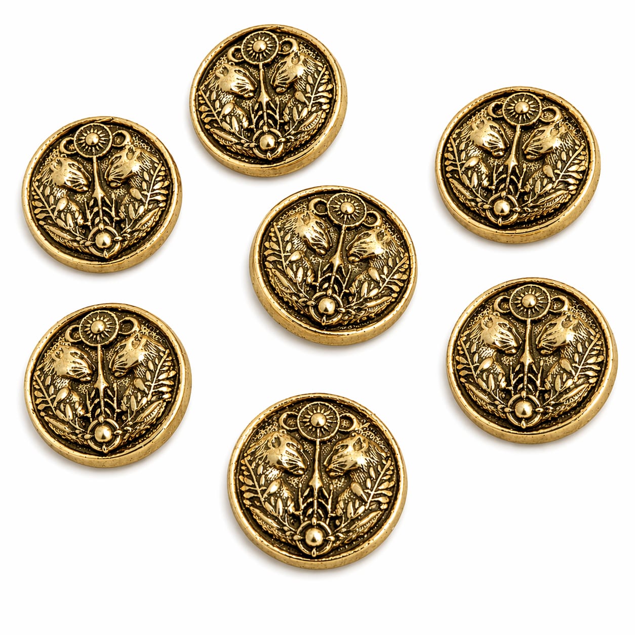 Twin Panther Royale Button — Antique Gold