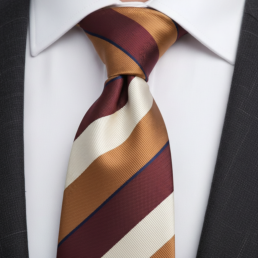 Vintage Burgundy & Tan Striped Tie