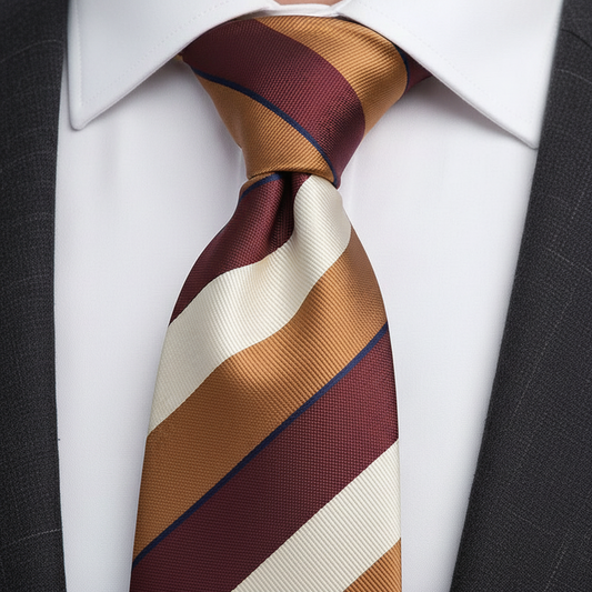 Vintage Burgundy & Tan Striped Tie