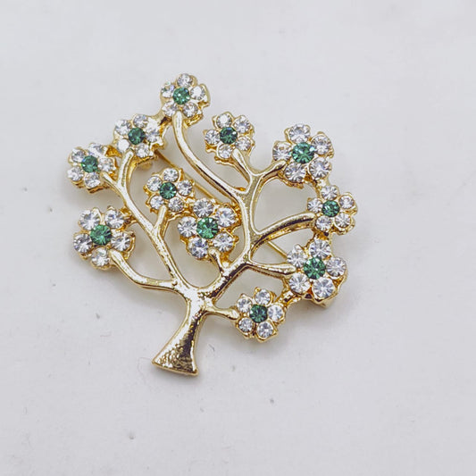 Emerald Blossom Tree Brooch