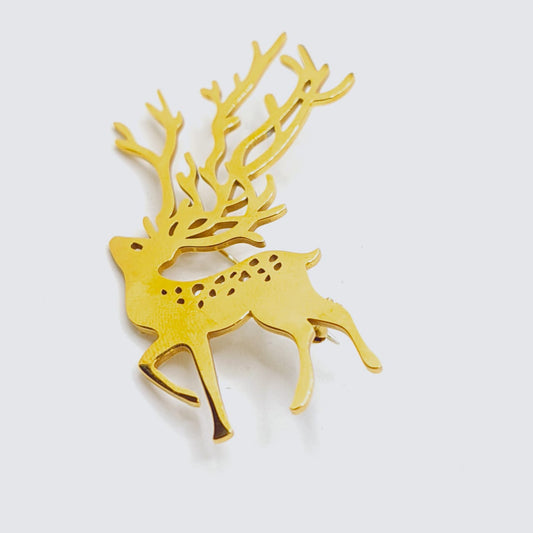 Golden Spotted Stag Brooch