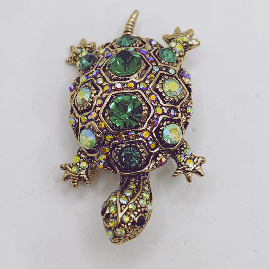 Emerald Shell Turtle Brooch