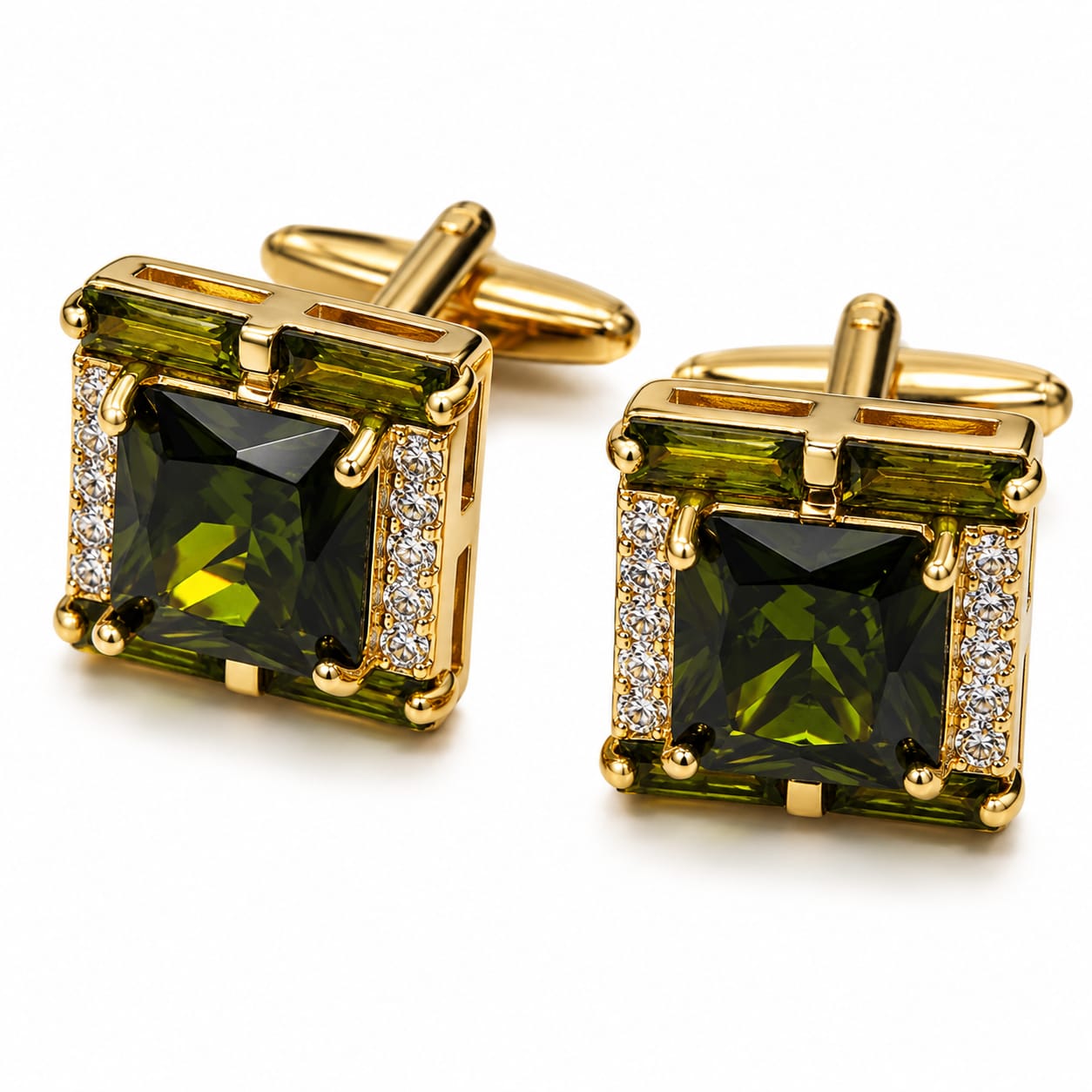 Olivine & Peridot Luxury Square Cufflinks
