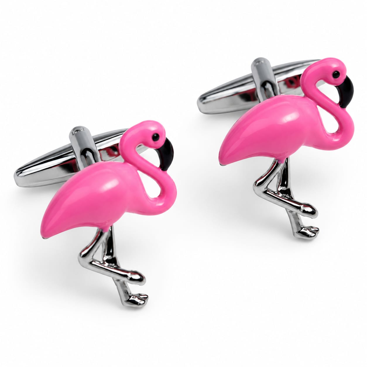 Flamingo Cufflinks – Pink Enamel Statement Pair