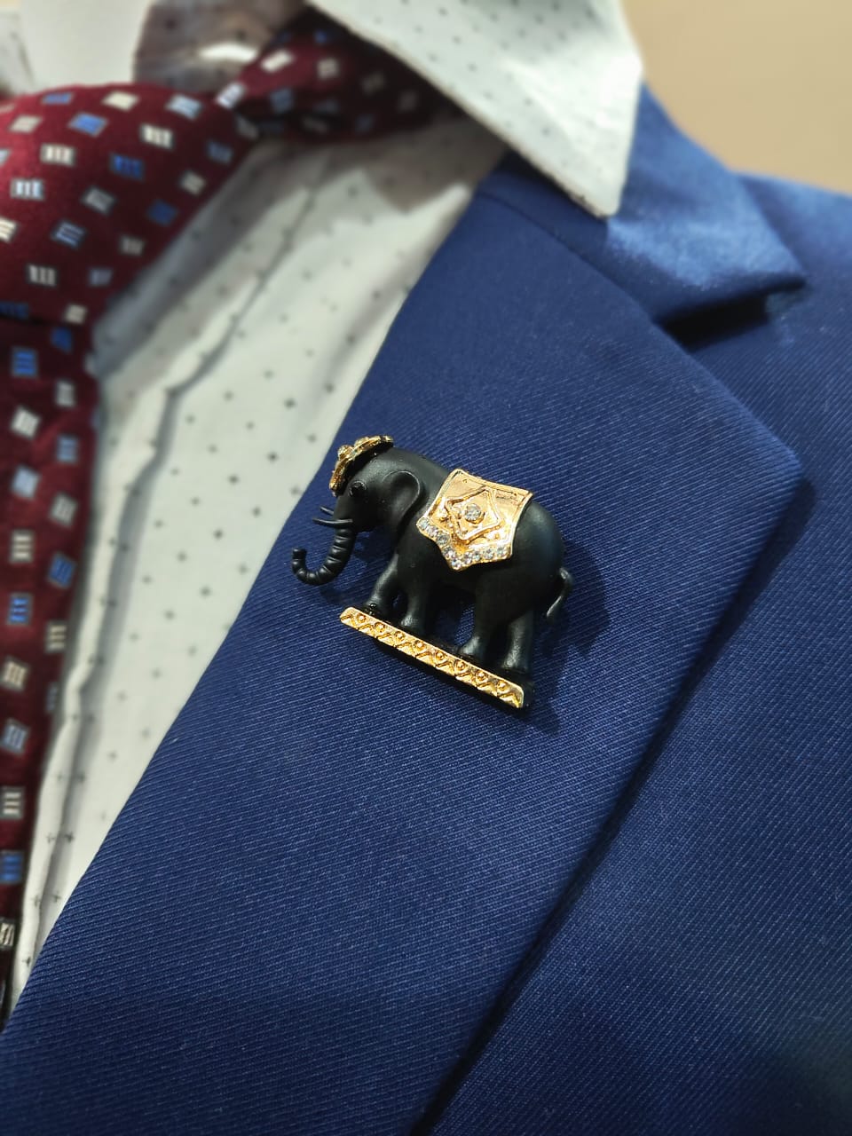 Vintage Matt Black Elephant Brooch