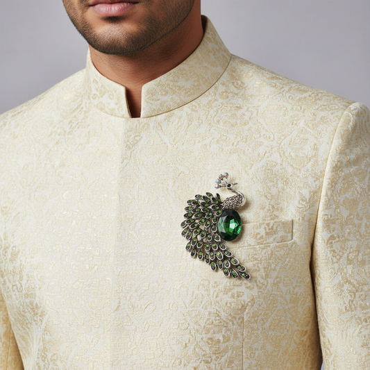 Crystal Peacock Brooch