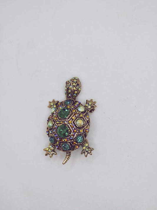 Emerald Shell Turtle Brooch