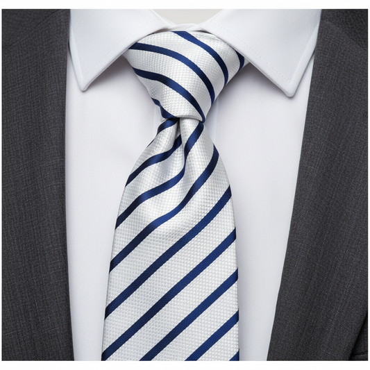 8cm White and Blue Stripe Tie
